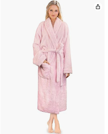 Fluffy Lambswool Bathrobe For Women