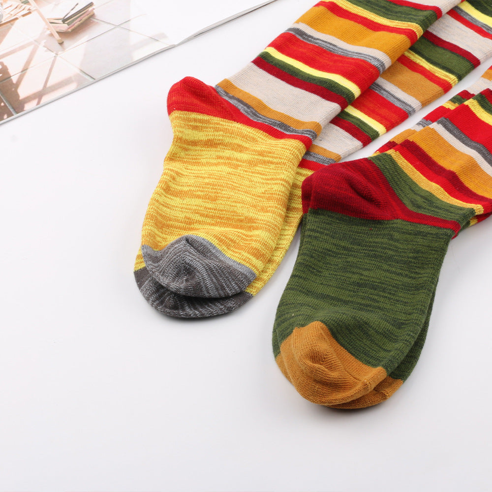 Popular New Halloween Colorful Striped Stockings For Women