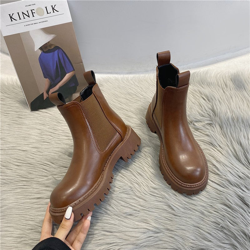 British-style High-heeled Martin Boots Girl