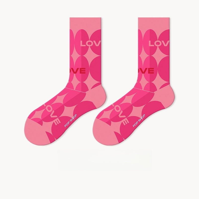 Lumi Pink Socks For Women Ins Trendy Long Socks Middle Tube