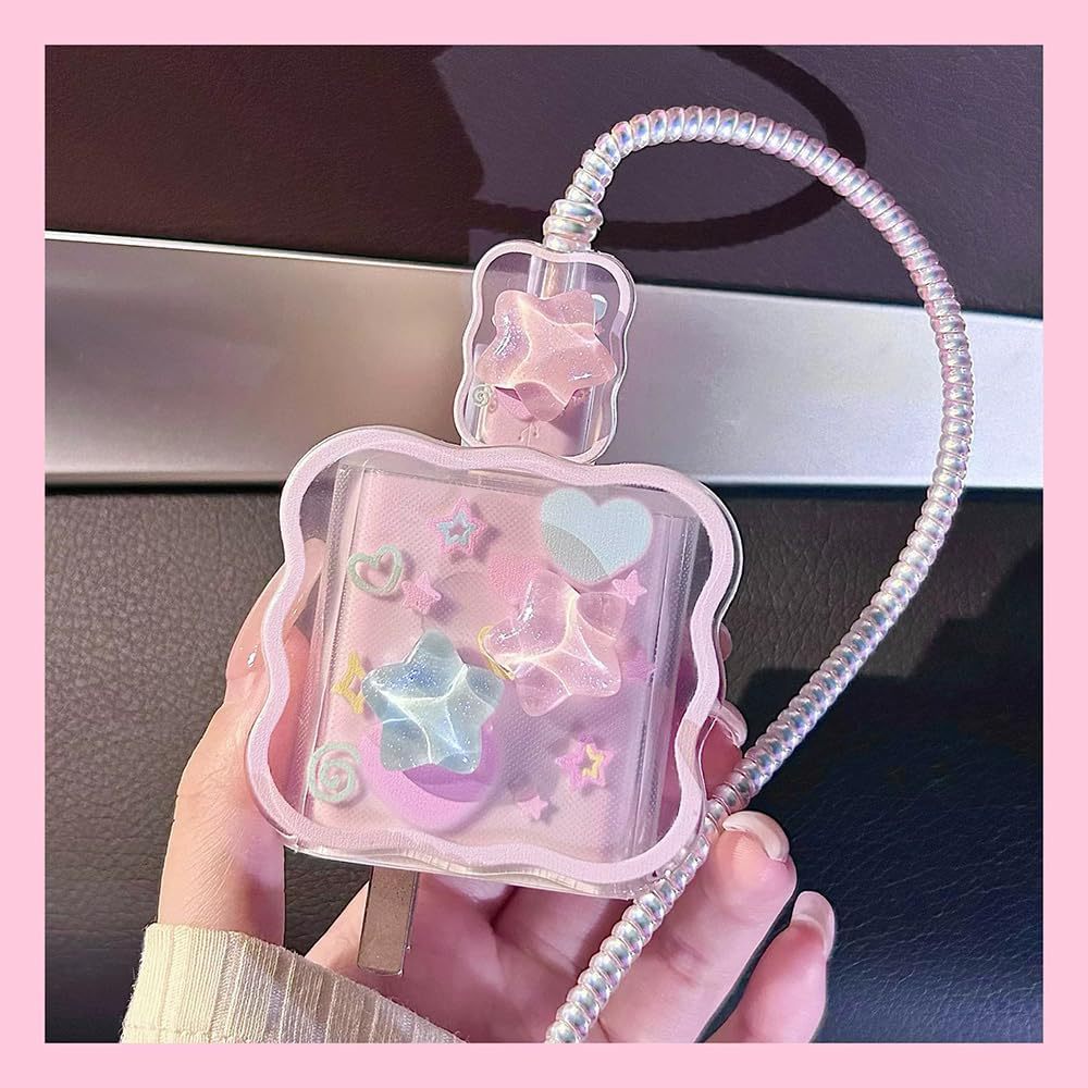 3D Patch Star And Wave Design Protective Case For 20W Chargers Charging Heads And Data Cables