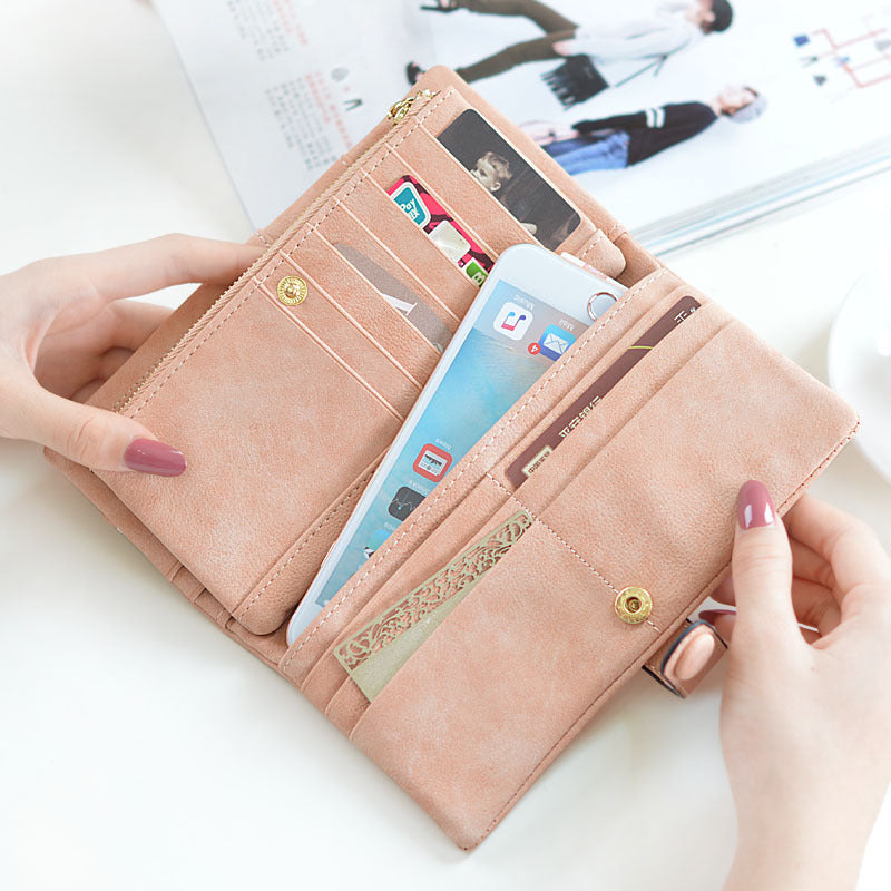 Lady long lace lace buckle zipper multifunction large volume Purse