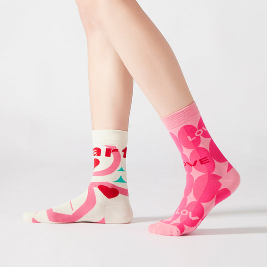 Lumi Pink Socks For Women Ins Trendy Long Socks Middle Tube
