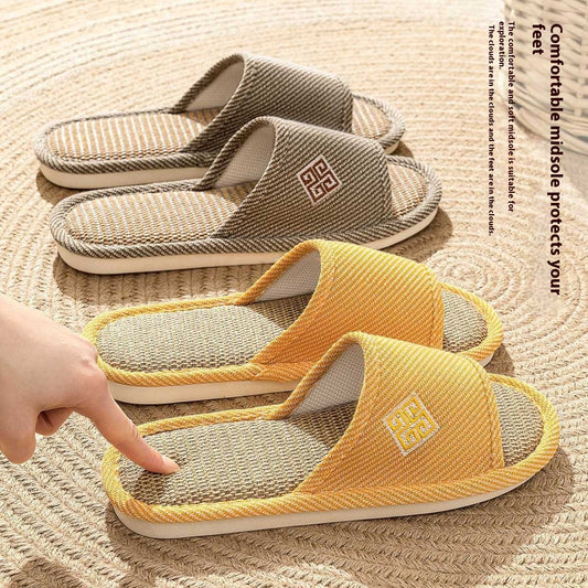 Linen Slippers For Women Spring And Autumn Non-slip Home