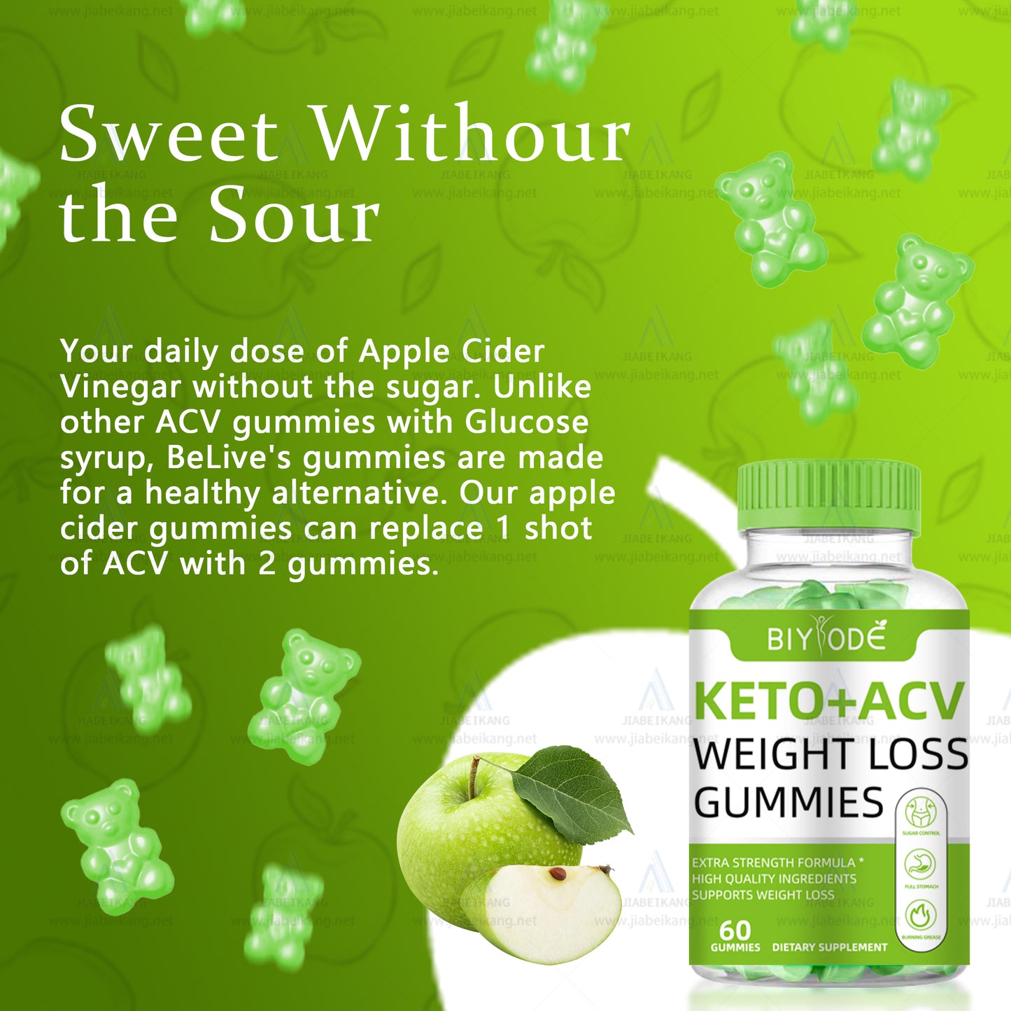 Biyode OEM ODM Keto Gummies Cider Vinegar ACV Bear Gummies Custom Vitamins Supplements
