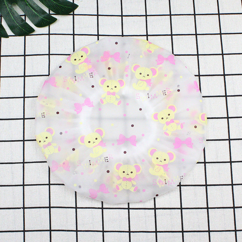 Hotel Plastic Peva Waterproof Bow Printing Female Shower Cap