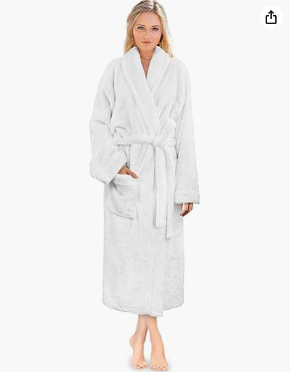Fluffy Lambswool Bathrobe For Women