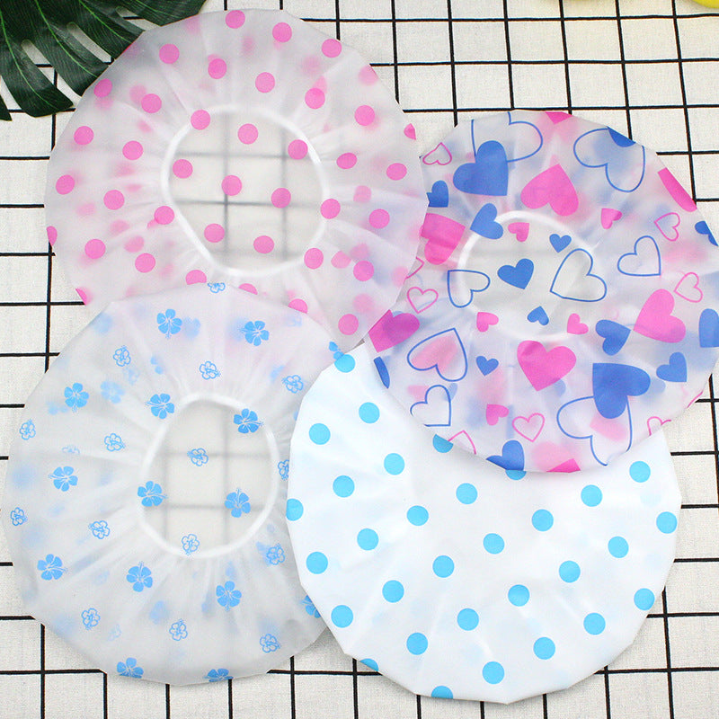 Hotel Plastic Peva Waterproof Bow Printing Female Shower Cap
