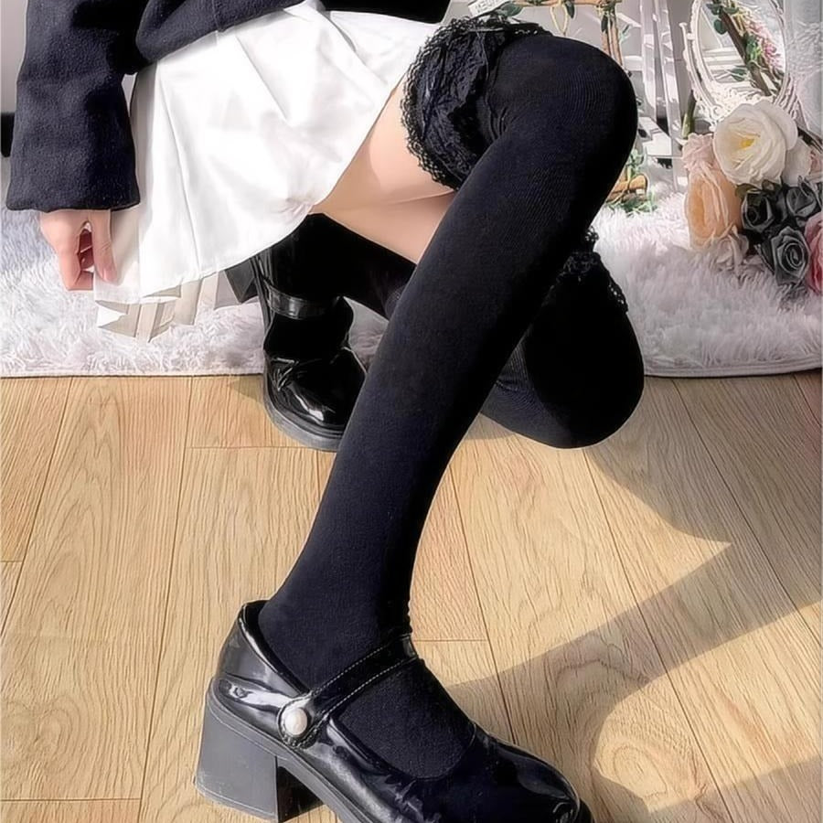 White Pure Lace Stockings Women