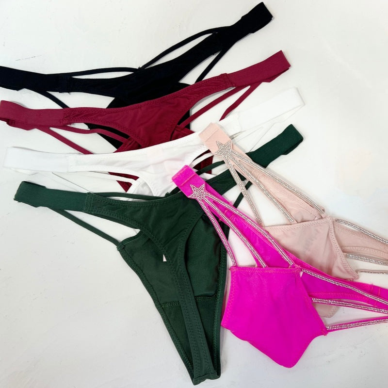 Comfortable Ice-silk Thong Panties With A Cotton Crotch For Women