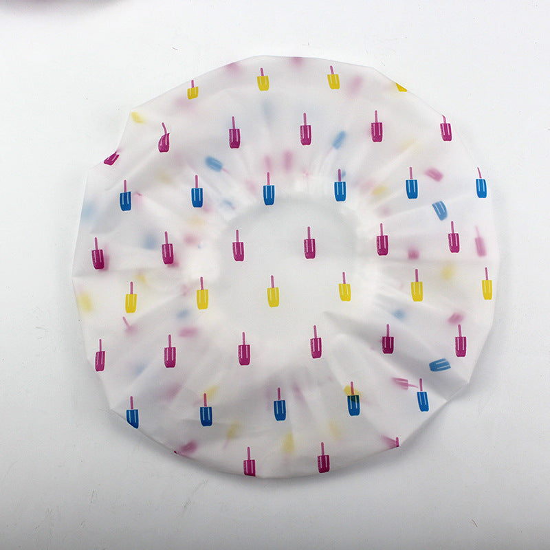 Hotel Plastic Peva Waterproof Bow Printing Female Shower Cap