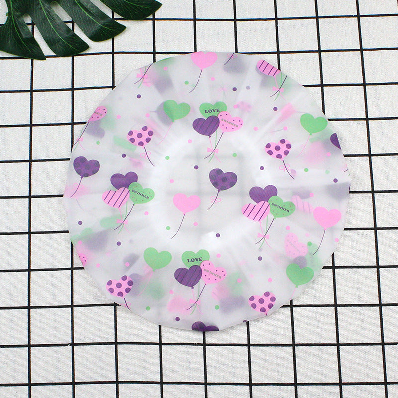 Hotel Plastic Peva Waterproof Bow Printing Female Shower Cap