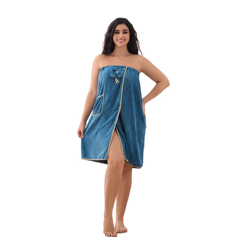 Plus-size Strapless Bathrobe Women Coral Fleece Absorbent