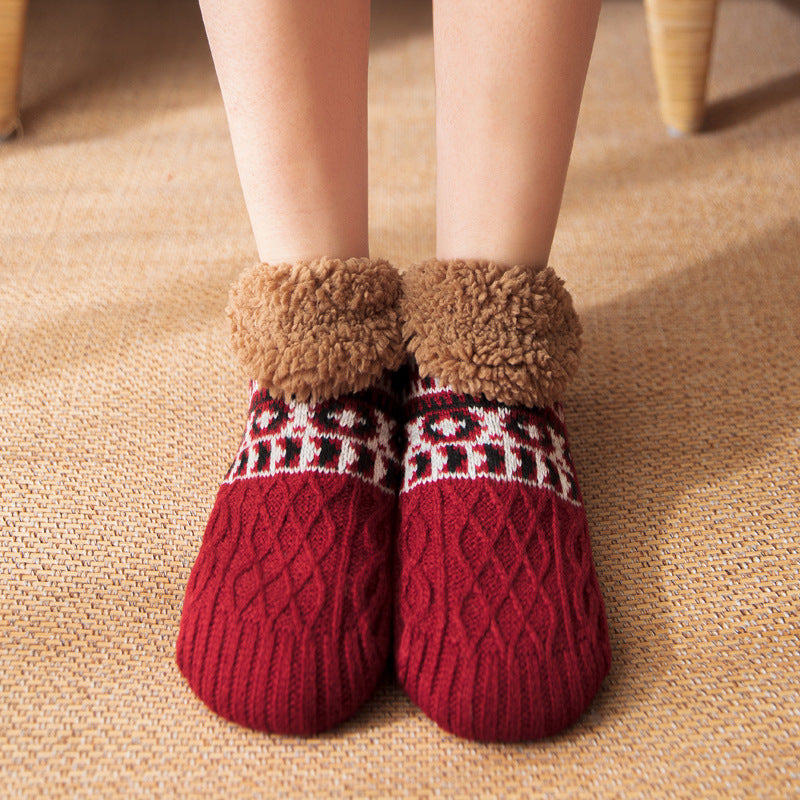 Cozy Fleece Bootie Slipper Socks  Non-Slip Indoor Wear For Women And Men