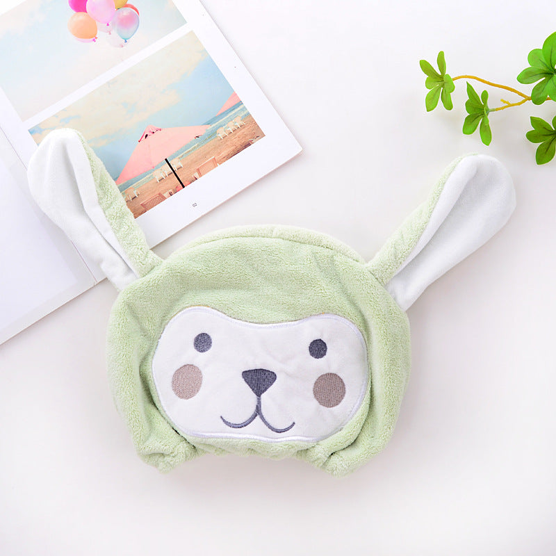 Coral Velvet Soft Absorbent Children's Household Cartoon Animal Wipe Head Towel Shower Cap