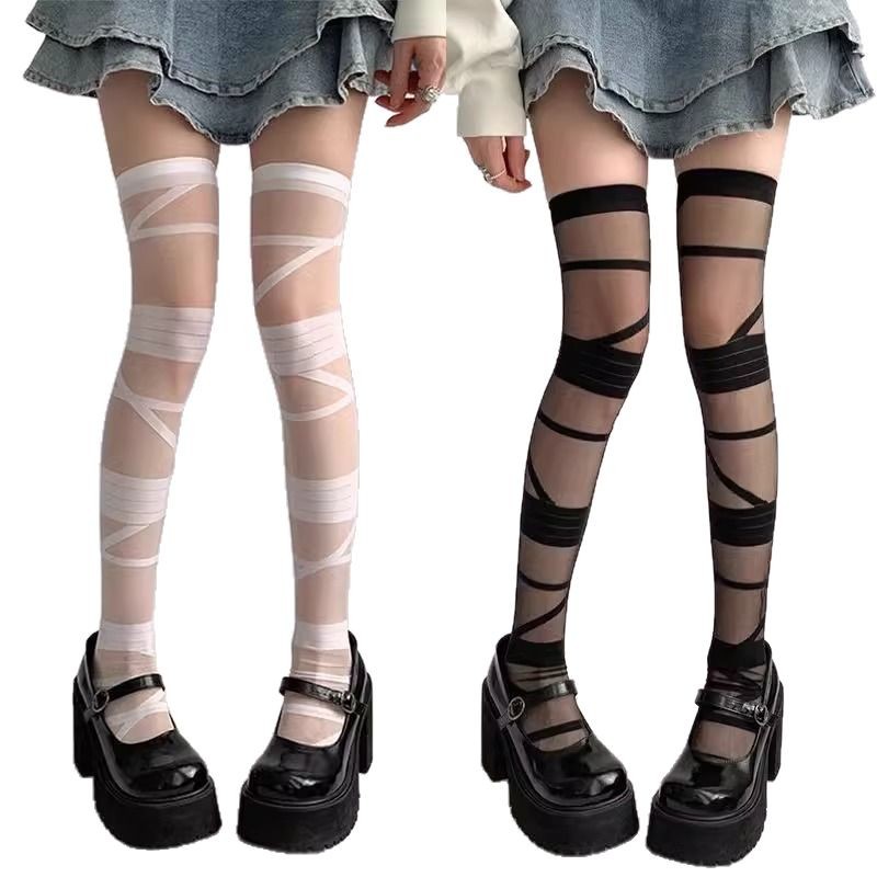 Bandage Stockings For Women Pure Alluring Lolita Style In Sweet White