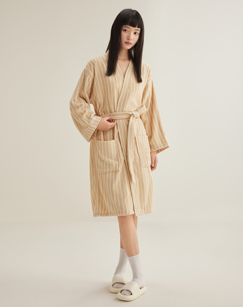 Women's Cotton Striped Bathrobe Terry