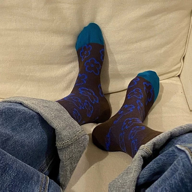 Retro Houndstooth Cotton Socks For Women