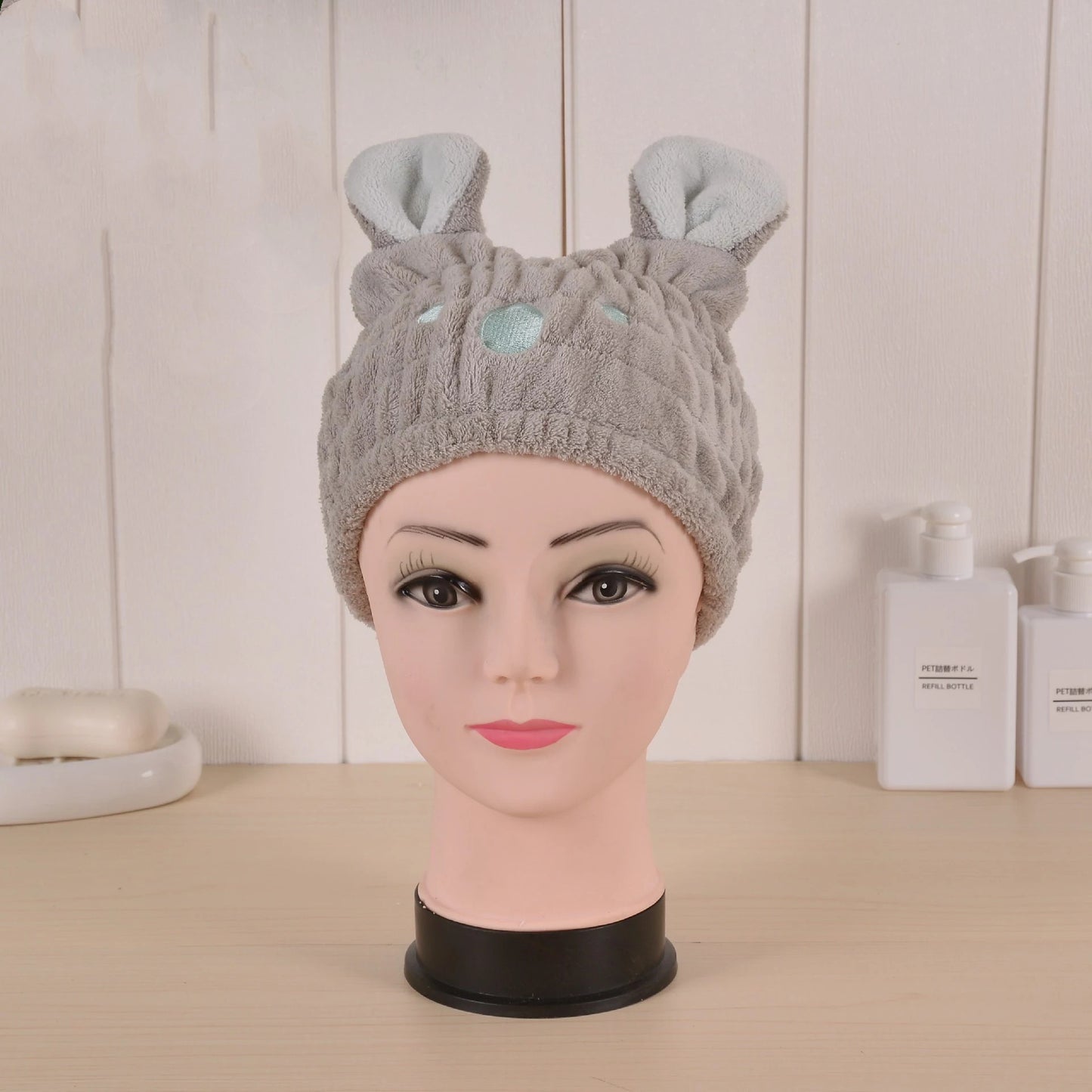 Coral Velvet Creative Cartoon Cute Shower Cap Ladies