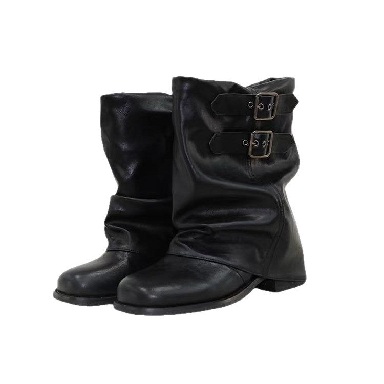 Womens Niche-design Bow-tie Soft-soled Wide-calf Figure-flattering Ankle Boots