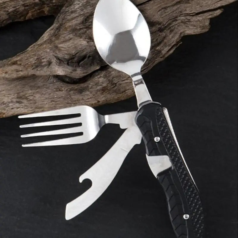 Portable Foldable Stainless Steel Cutlery Set Survival Dog
