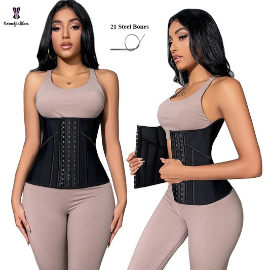 Plus Size 3 Hooks 21 Steel Boned Waist Cincher Sheath Slimming Belt Women Shapers Perforated Latex Waist Trainer Corset  762# Survival Dog