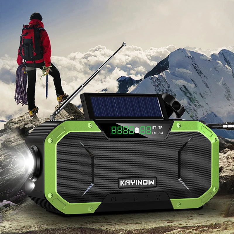 Solar Powered Hand Crank Radio with LED Flashlight Survival Dog