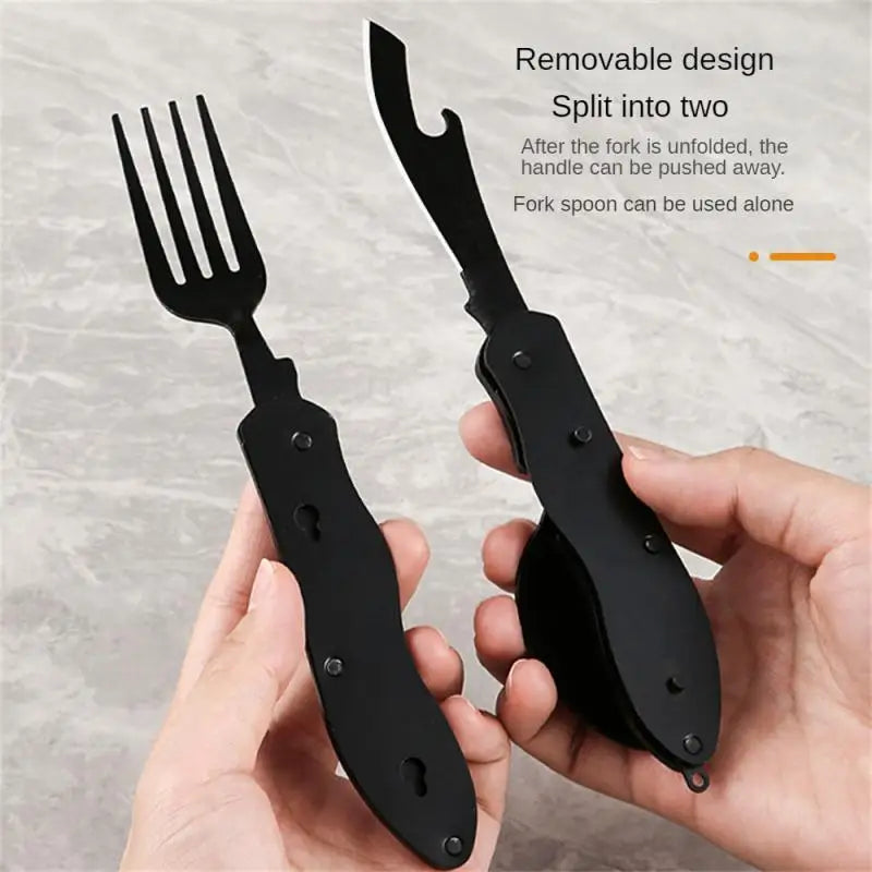 Portable Foldable Stainless Steel Cutlery Set Survival Dog
