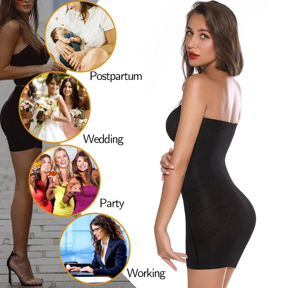 Women Shapewear Strapless Full Slips for Under Dresses Tummy Control Slips Slimming Skirts Full Body Shaper Underwear Survival Dog