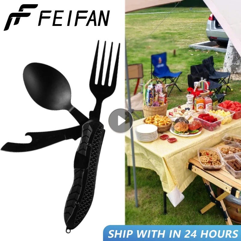 Portable Foldable Stainless Steel Cutlery Set Survival Dog