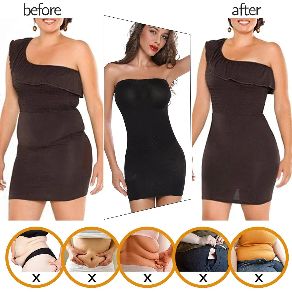 Women Shapewear Strapless Full Slips for Under Dresses Tummy Control Slips Slimming Skirts Full Body Shaper Underwear Survival Dog