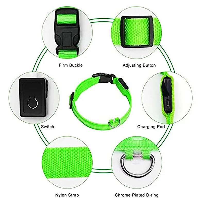 LED Glowing Dog Adjustable Collar Survival Dog