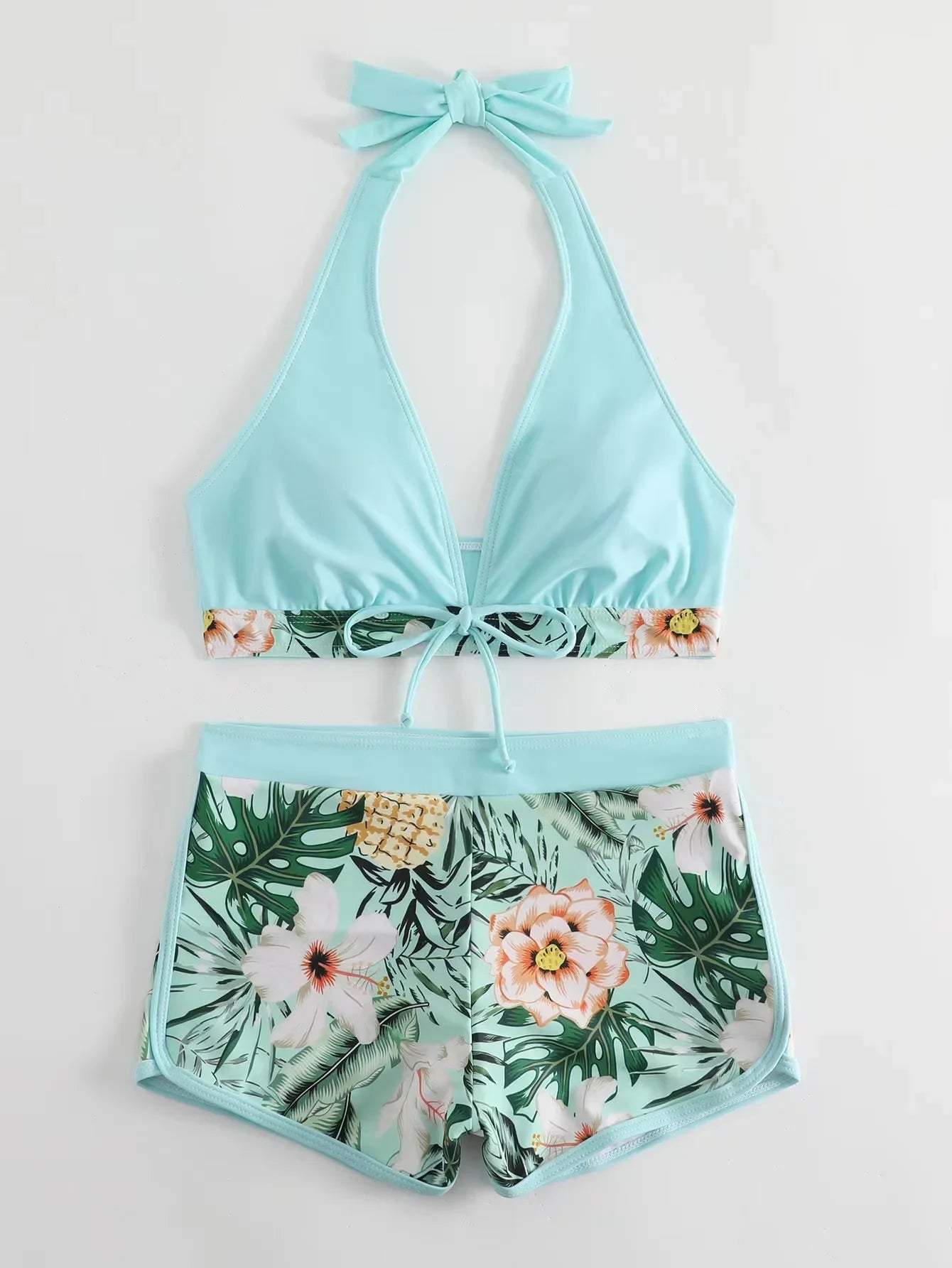 Fashion Printed Swimsuit Women Spliced Lace Up Sporty Surfing Bikini Set Bathing Suit Beachwear Swimwear Female Swimming Suits Survival Dog
