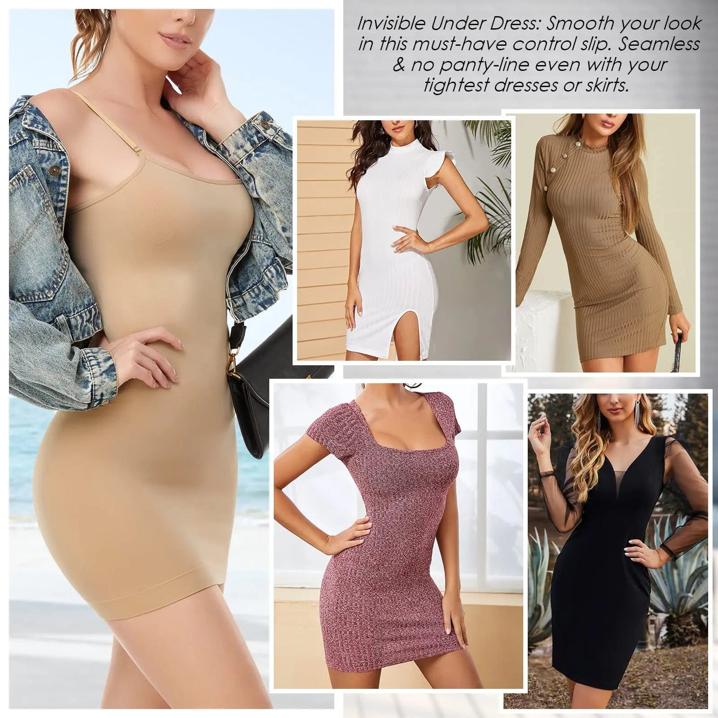 New Summer Seamless Shapewear Slips For Under Dresses Women Smooth Dress Slips Body Shaper Tummy Control Slip Slimming Cami Slip Survival Dog