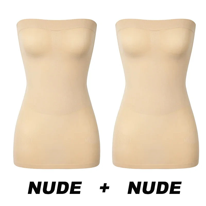 Women Shapewear Strapless Full Slips for Under Dresses Tummy Control Slips Slimming Skirts Full Body Shaper Underwear Survival Dog