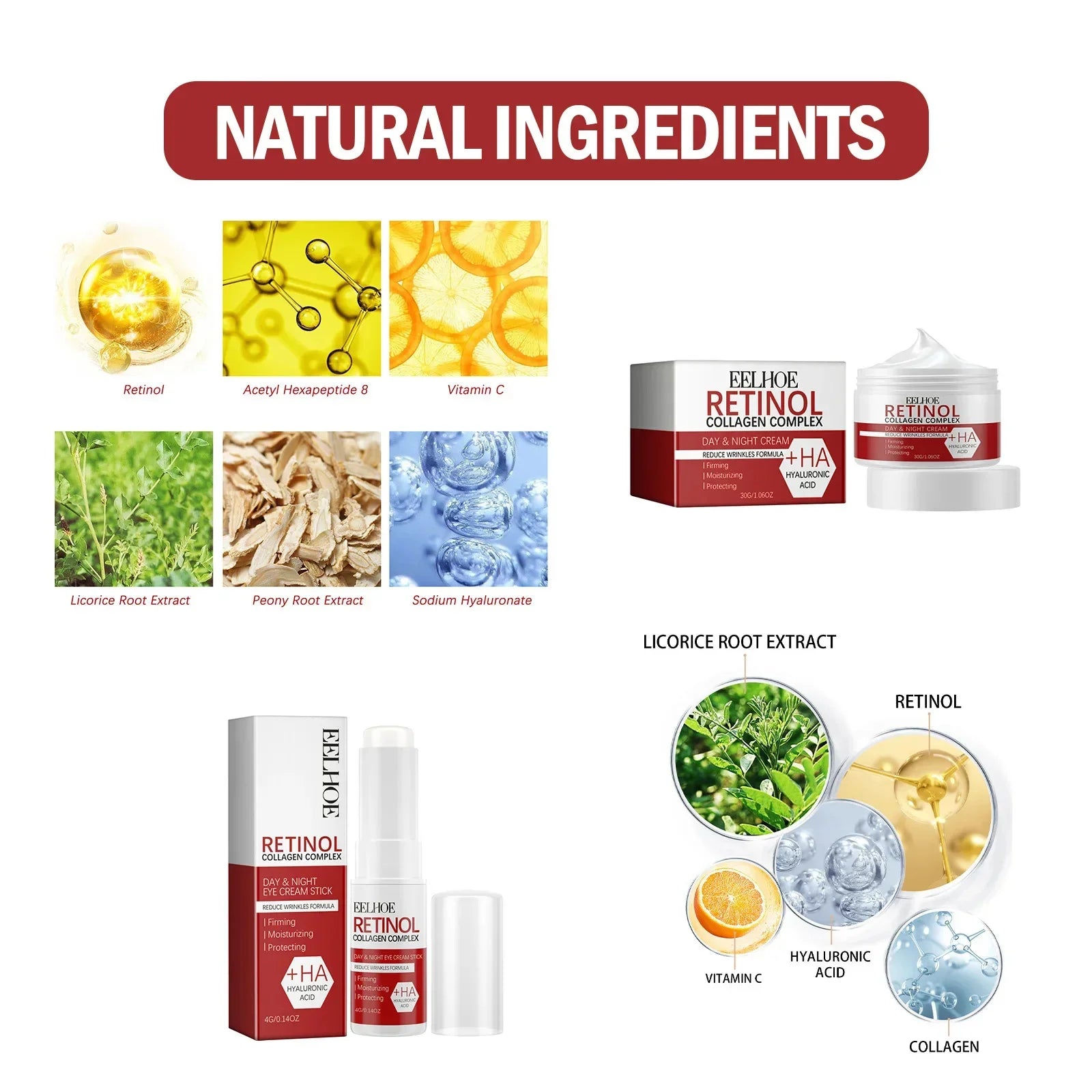 Retinol Wrinkle Removal Facial Kit Instant Firming Enhancement Anti Aging Serum Fading Fine Line Whitening Korean Skincare Survival Dog