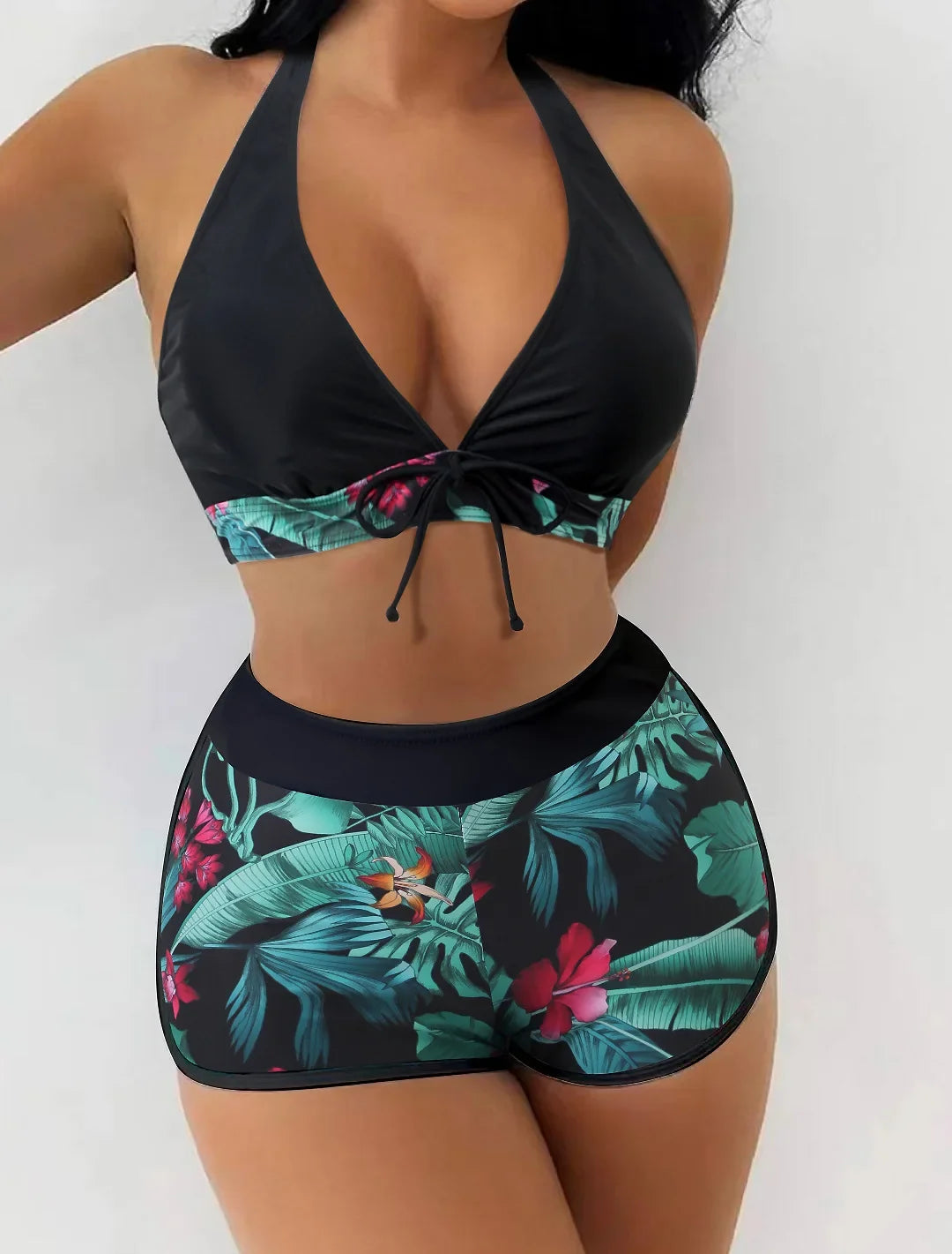 Fashion Printed Swimsuit Women Spliced Lace Up Sporty Surfing Bikini Set Bathing Suit Beachwear Swimwear Female Swimming Suits Survival Dog