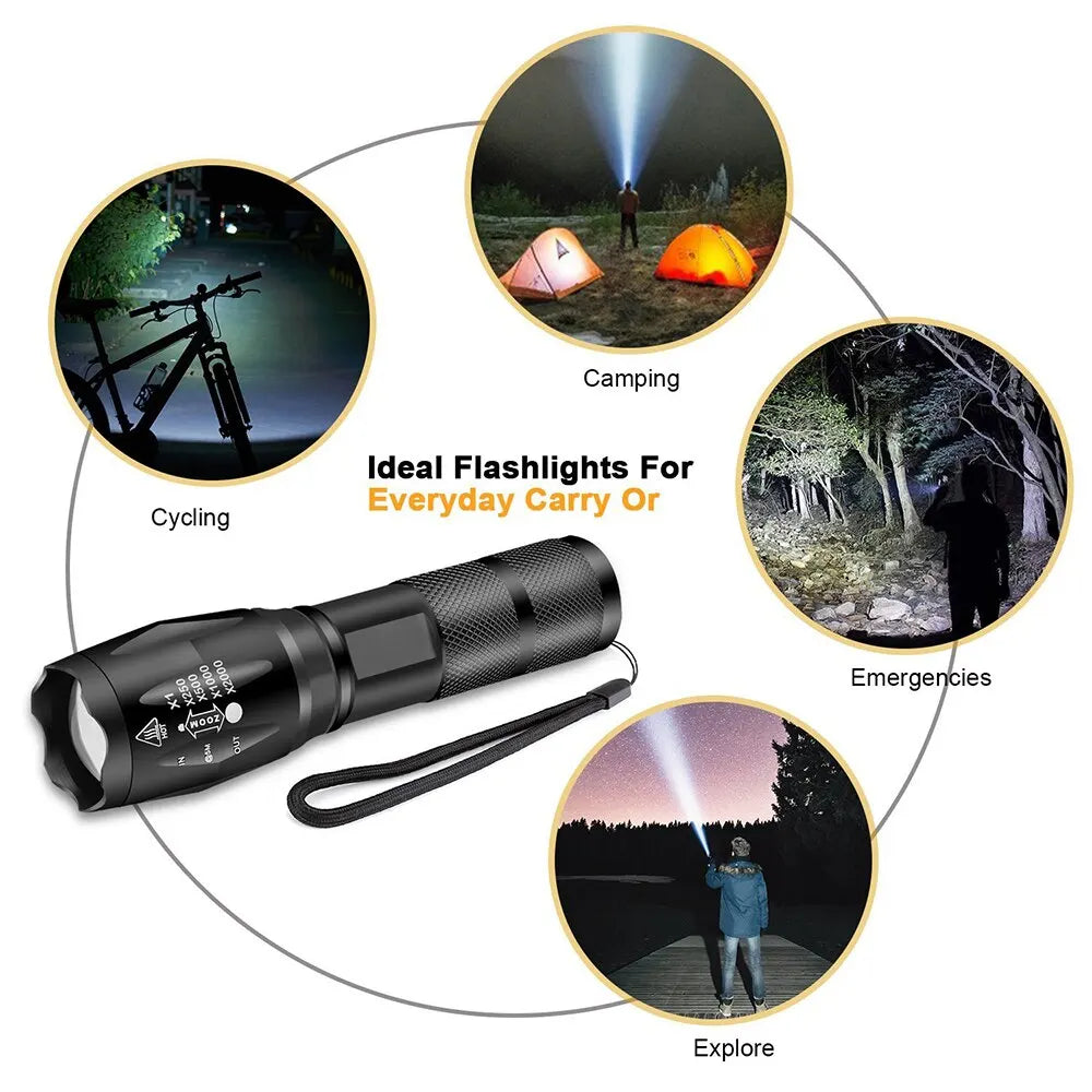 Camping Torch with 5 Lighting Modes Aluminum Alloy Zoomable Light Waterproof Material Use 3 AAA Batteries Survival Dog