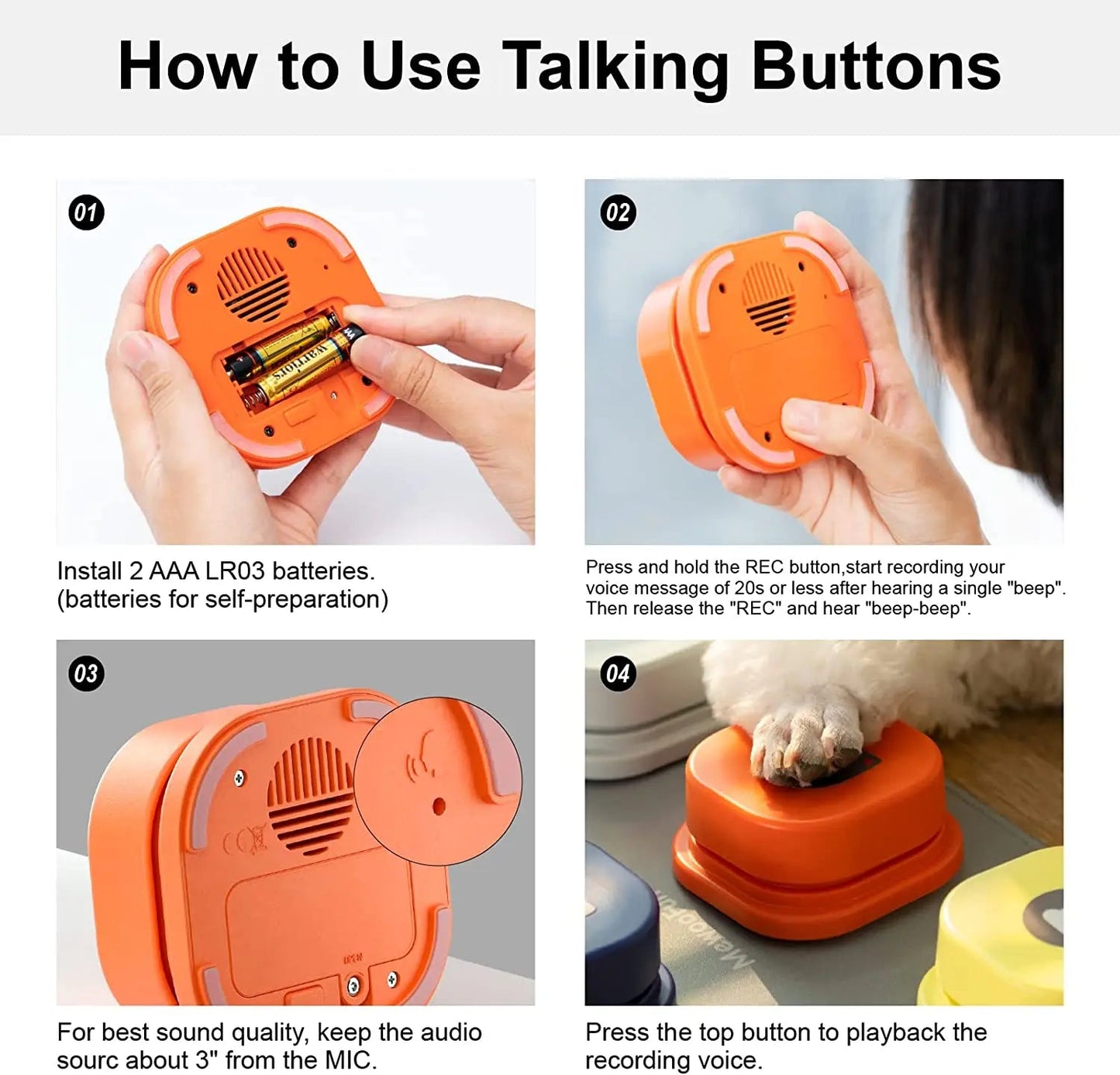 Interactive Dog Recording Button Survival Dog