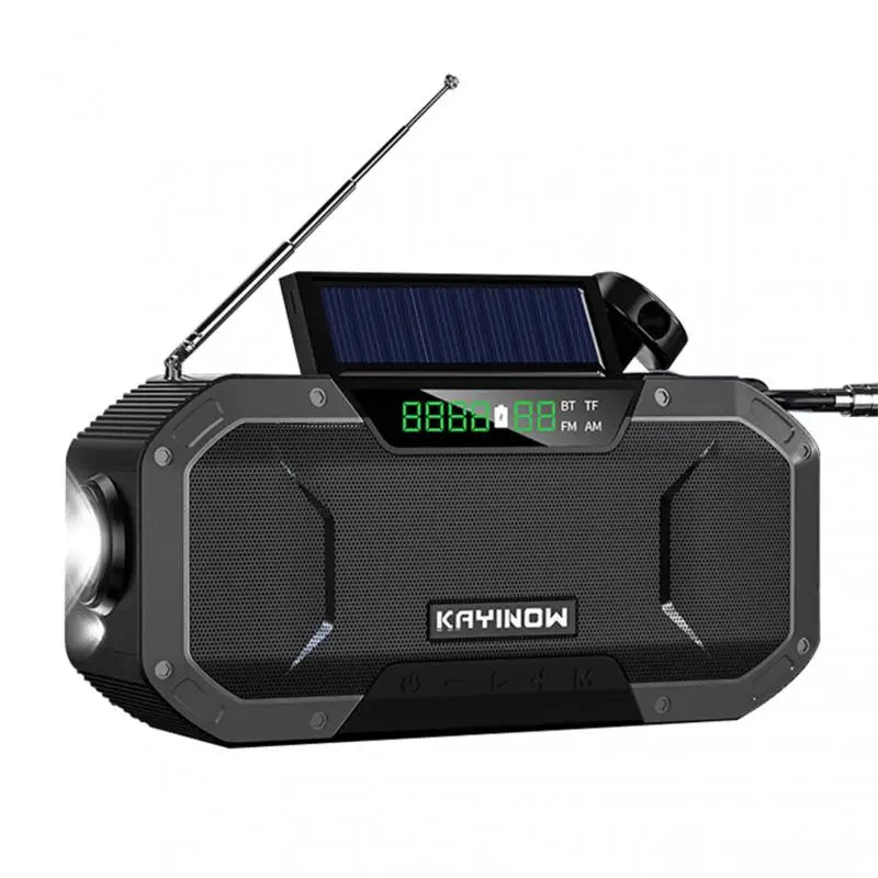 Solar Powered Hand Crank Radio with LED Flashlight Survival Dog