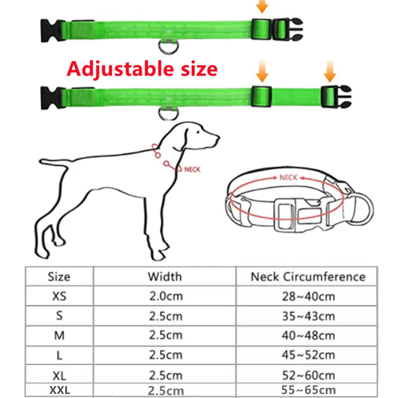 LED Glowing Dog Adjustable Collar Survival Dog