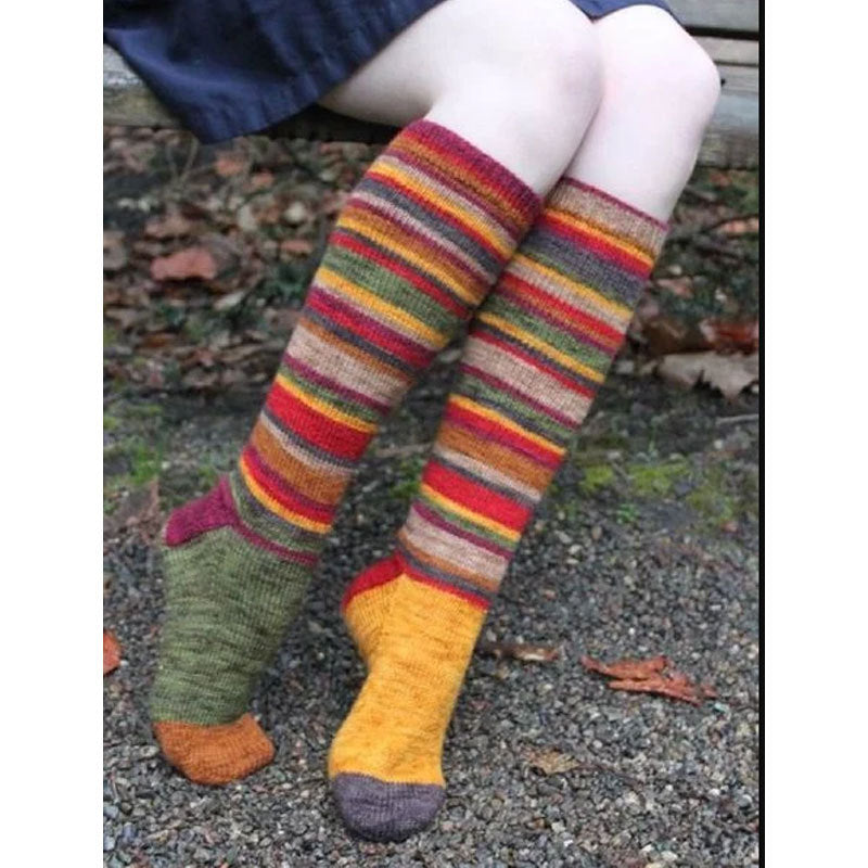 Popular New Halloween Colorful Striped Stockings For Women