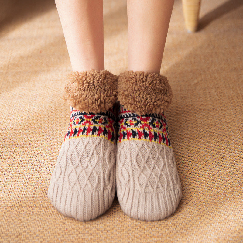 Cozy Fleece Bootie Slipper Socks  Non-Slip Indoor Wear For Women And Men