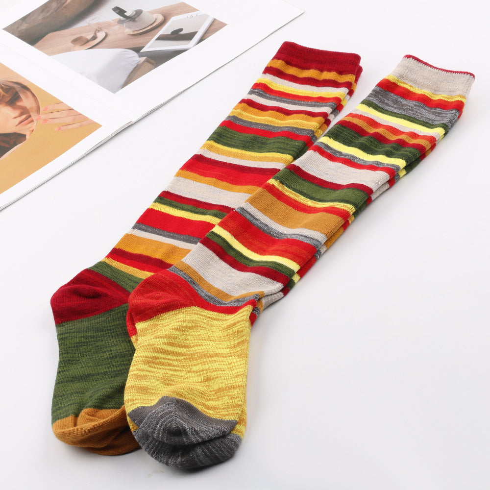 Popular New Halloween Colorful Striped Stockings For Women
