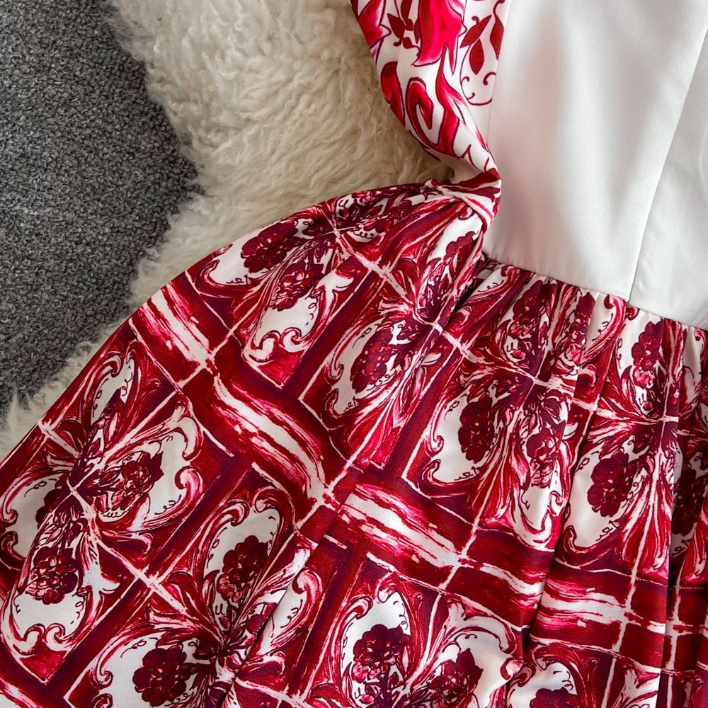 Retro Printing Slip Dress Women