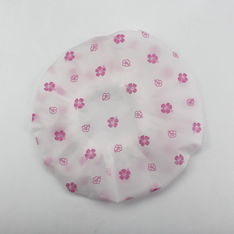 Hotel Plastic Peva Waterproof Bow Printing Female Shower Cap