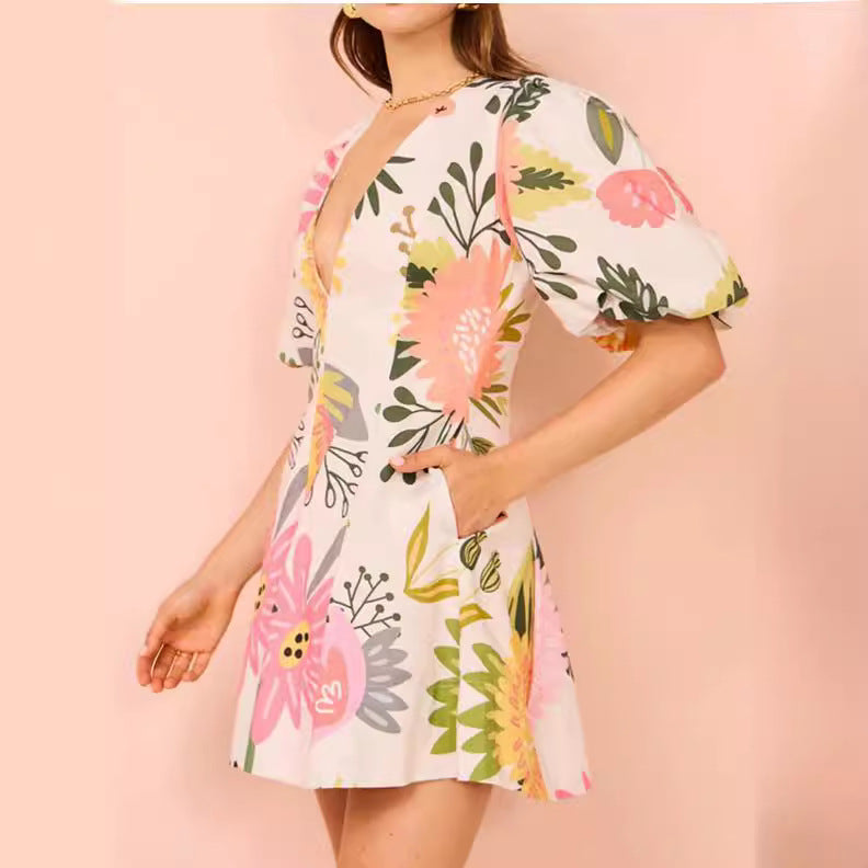 Summer Fashion Printed Pocket Dress Women