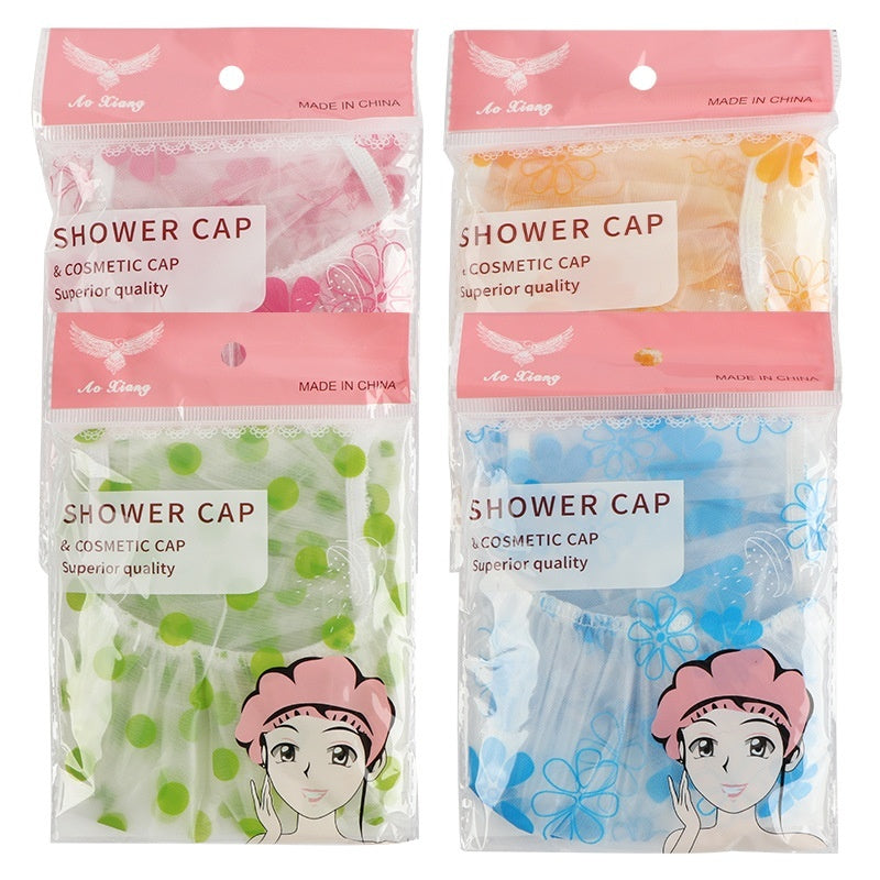 Household Cute Long Hair Waterproof Bath Shower Cap