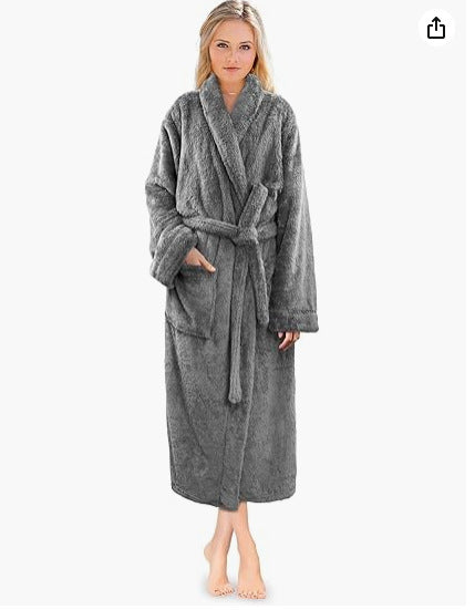 Fluffy Lambswool Bathrobe For Women