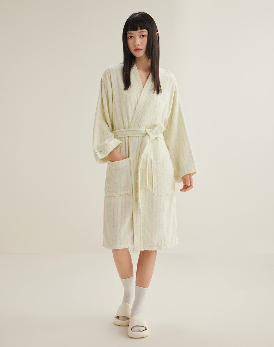 Women's Cotton Striped Bathrobe Terry
